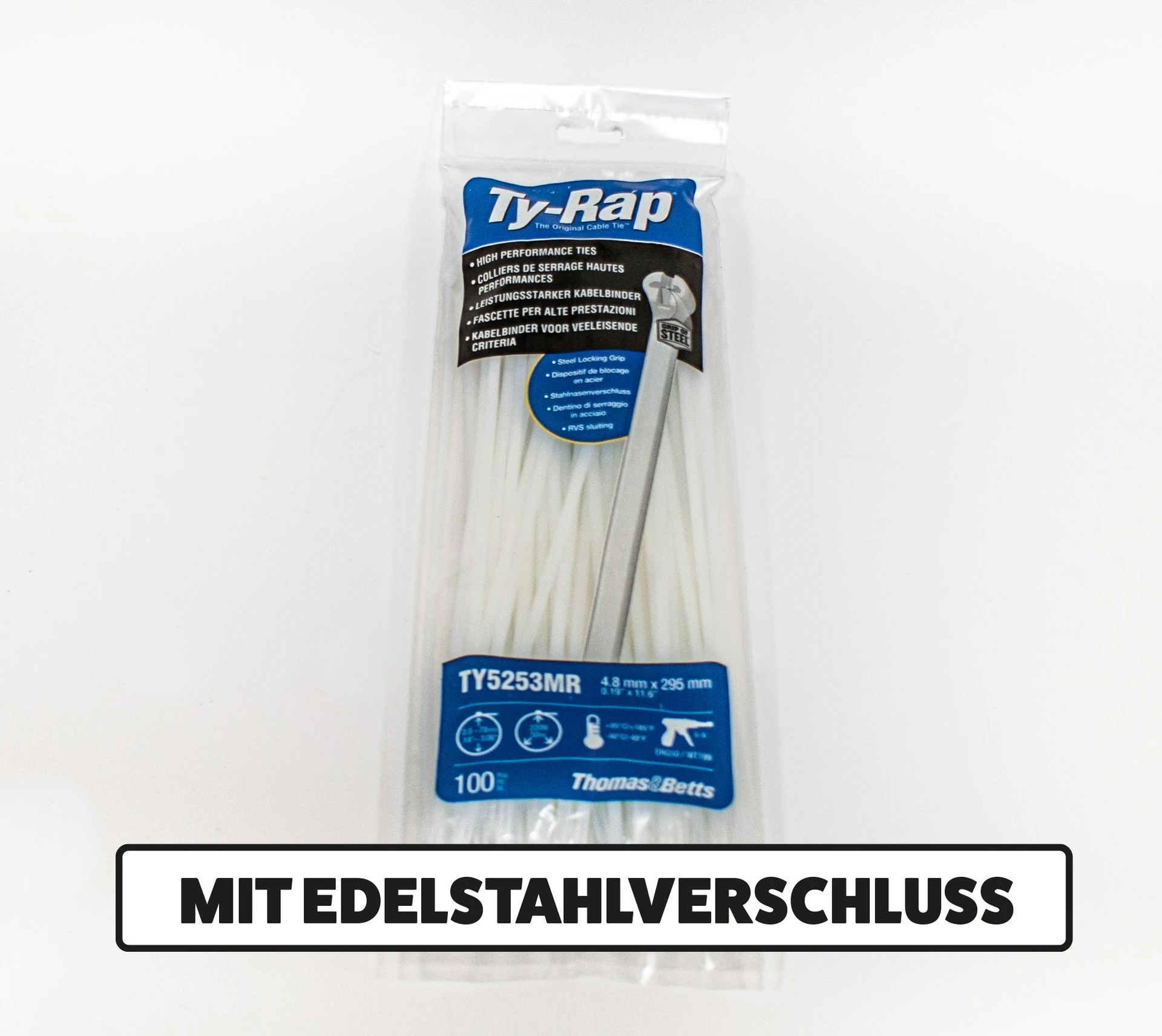 Kabelbinder Ty-Rap® 295 mm, weiß, 100 Stück